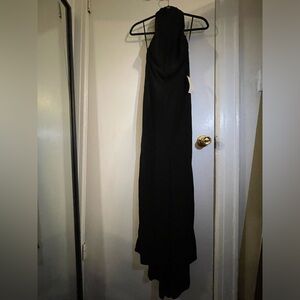 Black Halter Dress with small train and Swarovski crystals